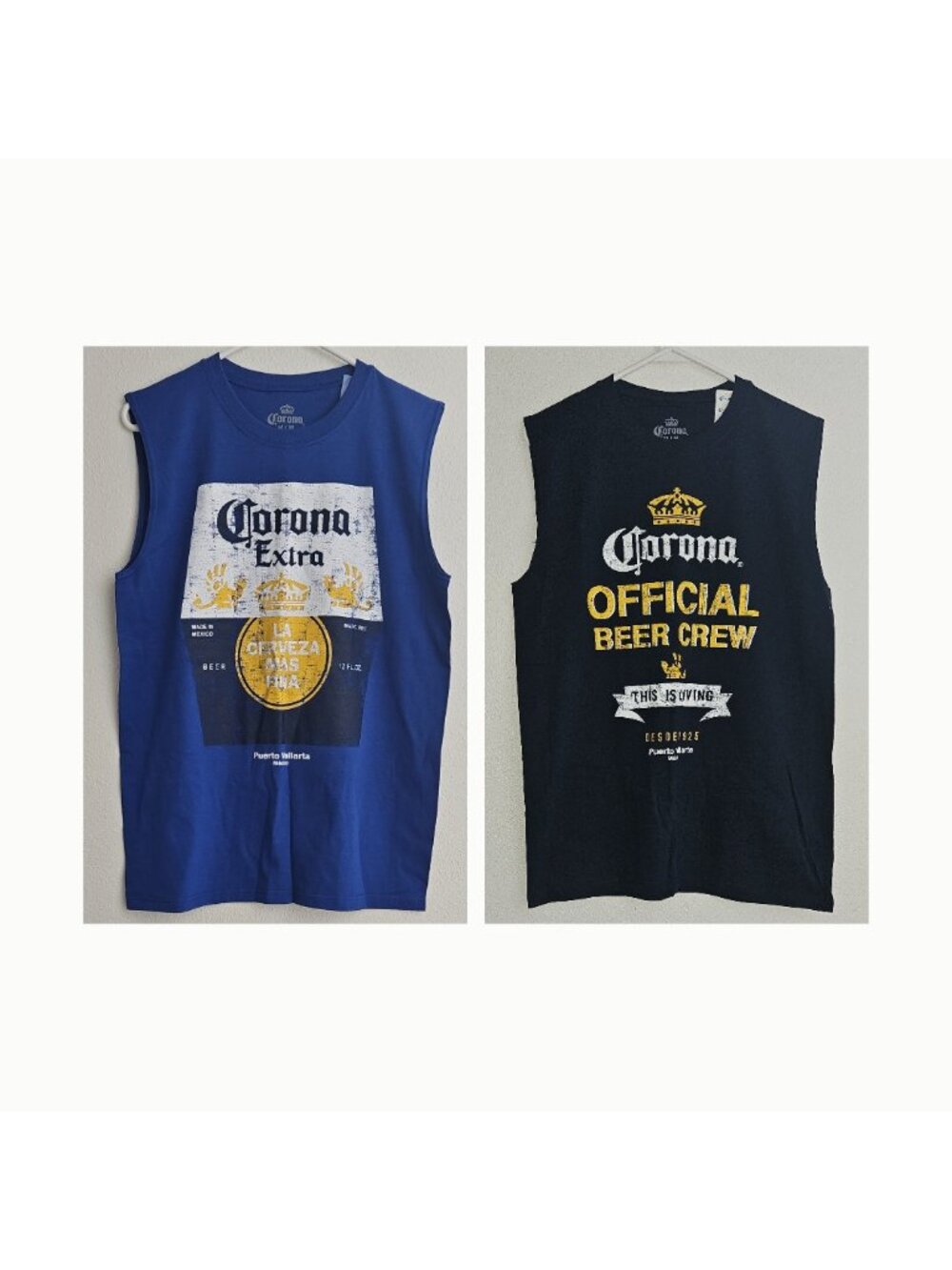 NWT 2 Corona Tank Top Lot Cotton Puerto Vallarta Official Beer Crew Men's Medium